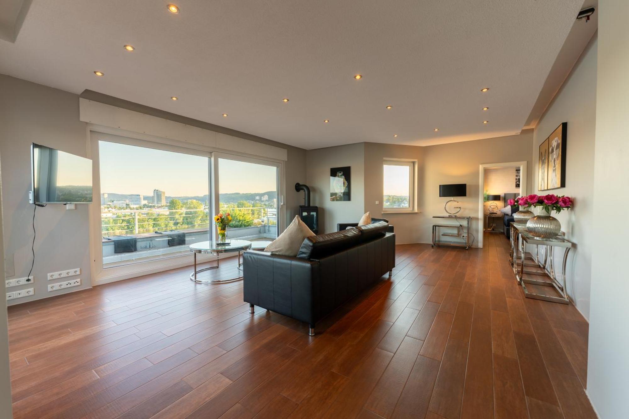 Penthouse Wohnung Mit Schoenem Moselblick In Metternich Koblenz  Exteriör bild